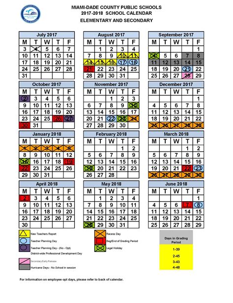 18-week school calendar example