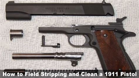 A person cleaning and maintaining a 1911 pistol