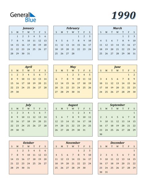 1990s calendars design