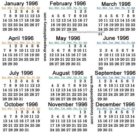 1996 Calendar Image 10