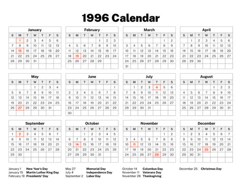 1996 Collector Calendar Image