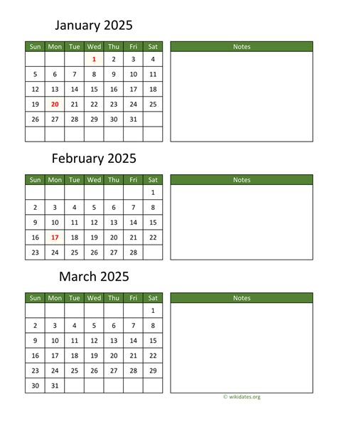 2025 Calendar 3 Month Printable