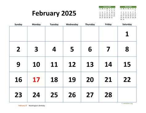 2025 Calendar February