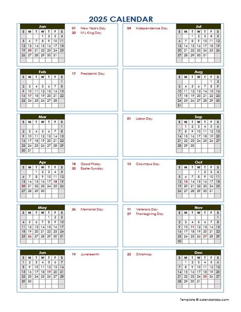 2025 Calendar Templates Printable Free