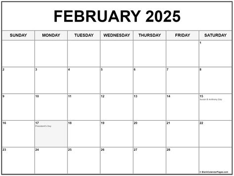 2025 February Calendar