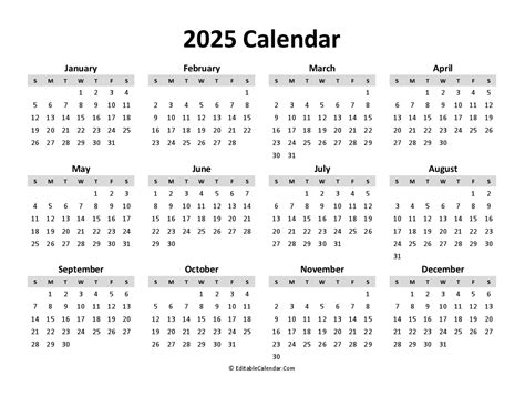 2025 Free Printable Calendar Images