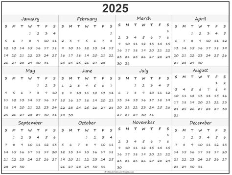 2025 At A Glance Calendar Image 10