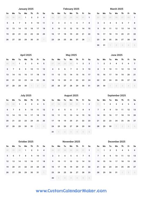 2025 At A Glance Calendar Image 8