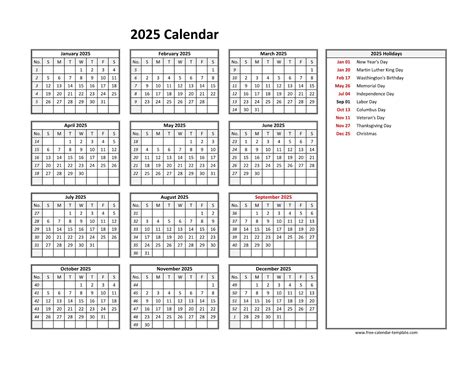 2025 calendar with holidays printable template