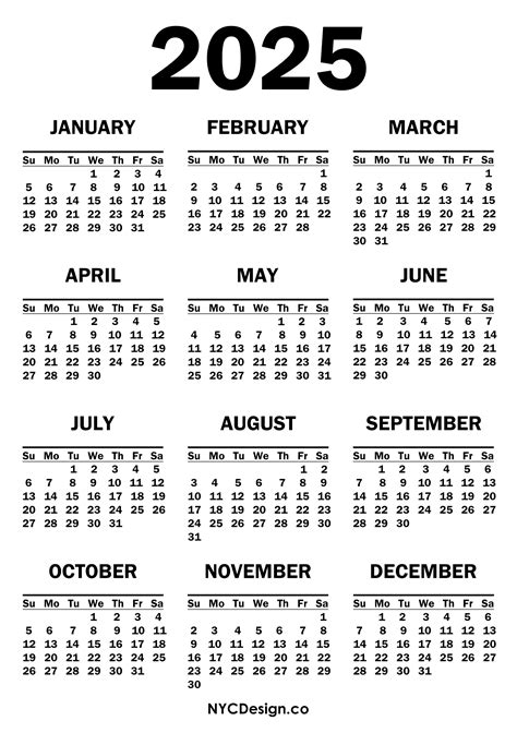 2025 calendar printable free image 1