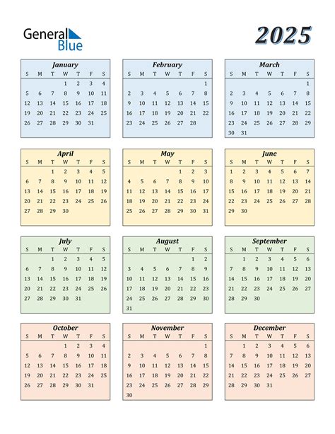 2025 calendar printable pdf format