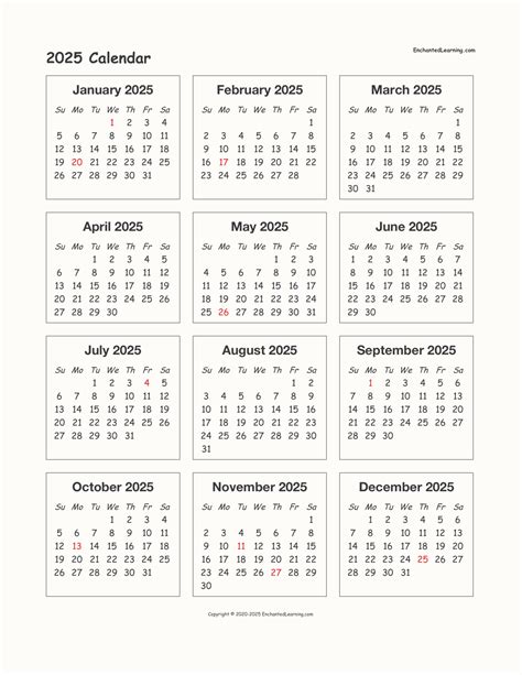 2025 one page printable calendar benefits