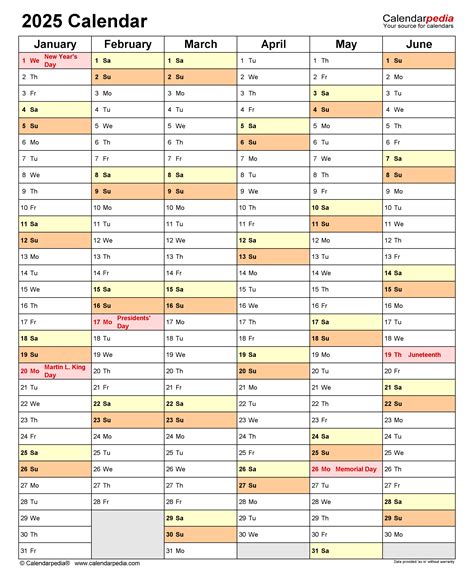 2025 one page printable calendar samples