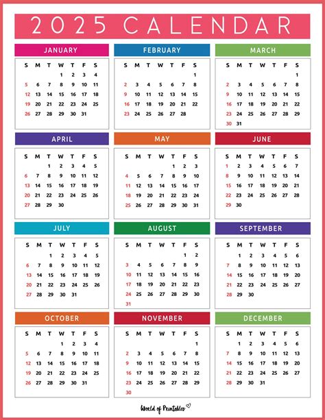 2025 Year Calendar Printable Apps