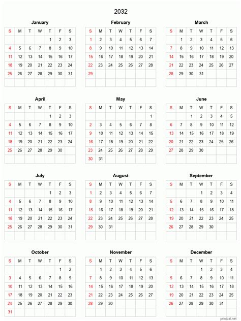 2032 Calendar Planner