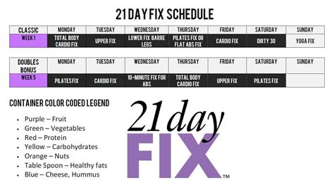 21 Day Fix Calendar Guide