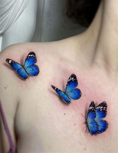 3D butterfly tattoo on side