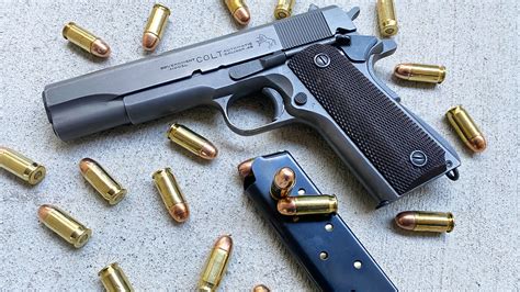 A.45 caliber handgun on a table