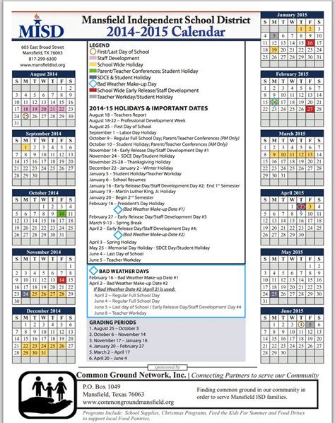 Features of 5 Misd Calendar