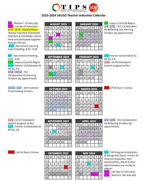 5 Sausd Calendar Overview