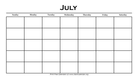 5 free July calendars