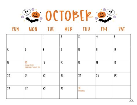 5 free October calendars