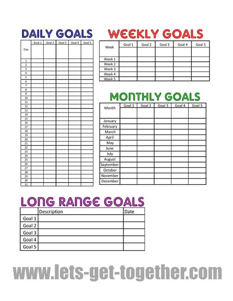 5 quarter calendar goals