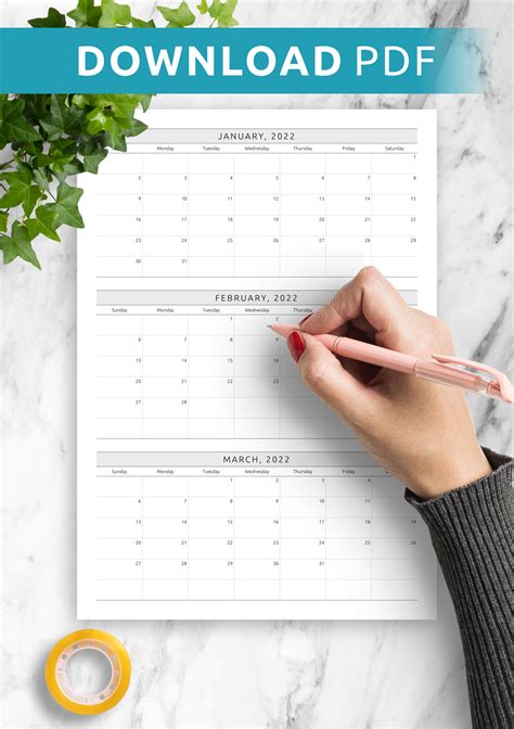 5 quarter calendar planner