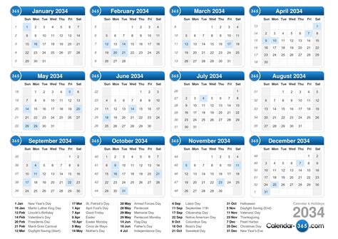 5 Ways to Use a 2034 Calendar