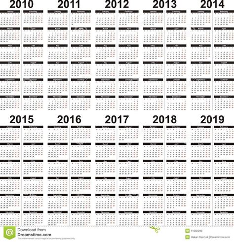 5-year calendar example