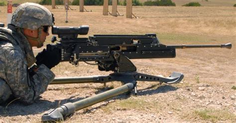 A 50 cal machine gun in use during a military exercise