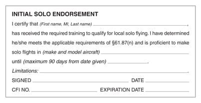 90 Day Solo Endorsement Rule