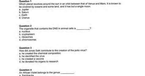 ASVAB Practice Test General Science