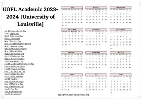 Academic Calendar Key Dates