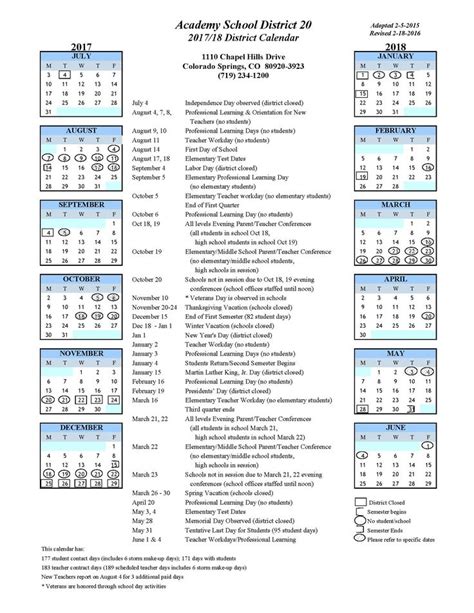 Academy District 20 Calendar Image 1