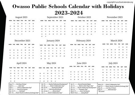 Accessing Owasso Public Schools Calendar