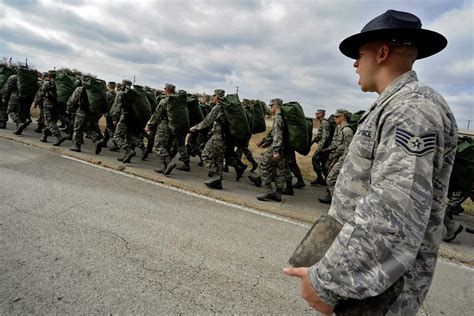 Airmen participating in physical training during Basic Military Training