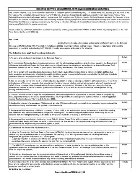 Air Force Reserve Service Commitment Information