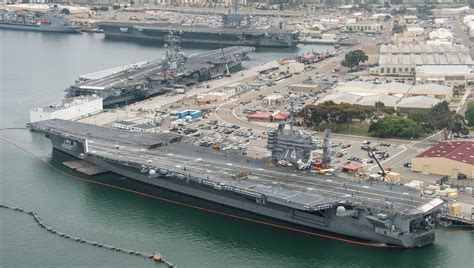 Aircraft carrier in port