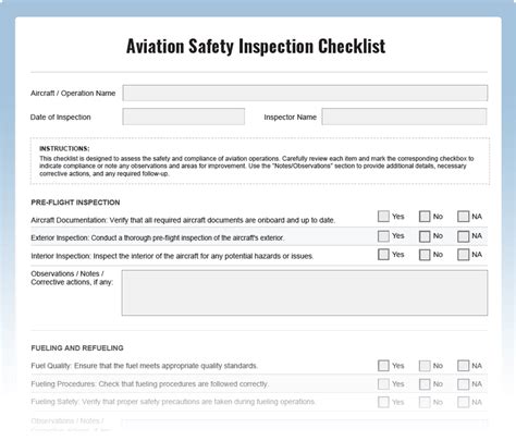 Airplane Safety Checklist