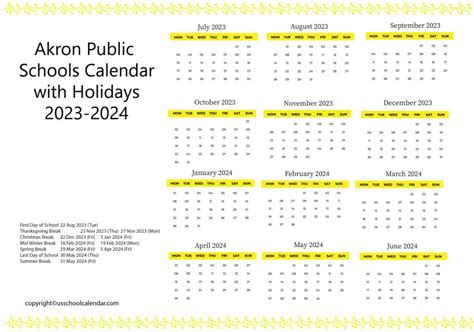 Akron Public Schools Calendar Overview