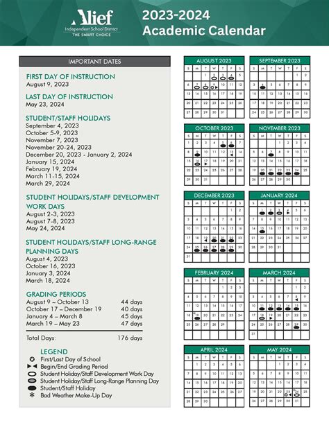 Alief District Calendar Overview