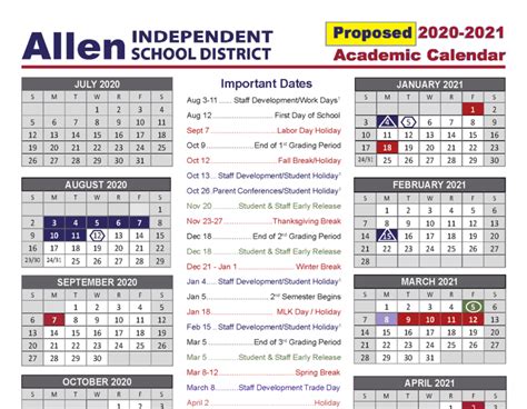 Allen Isd Calendar Benefits