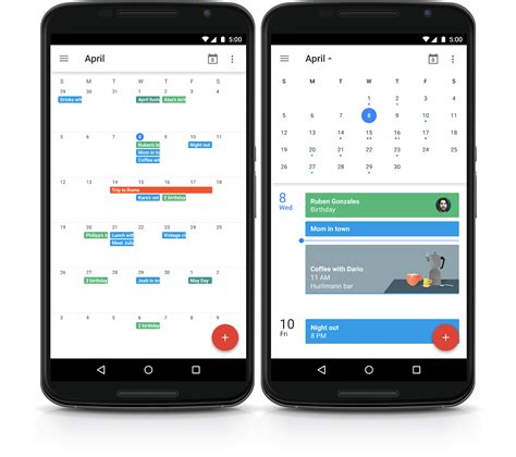 Android Calendar Apps Features