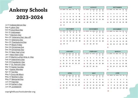 Ankeny Schools Calendar Image 1