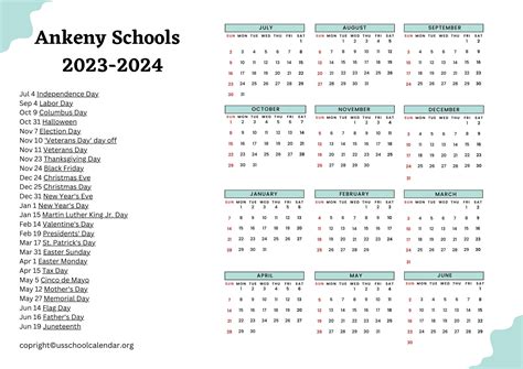 Ankeny Schools Calendar Image 2