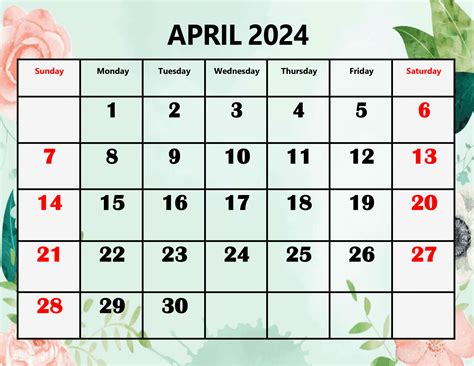 April 2024 Calendar Overview