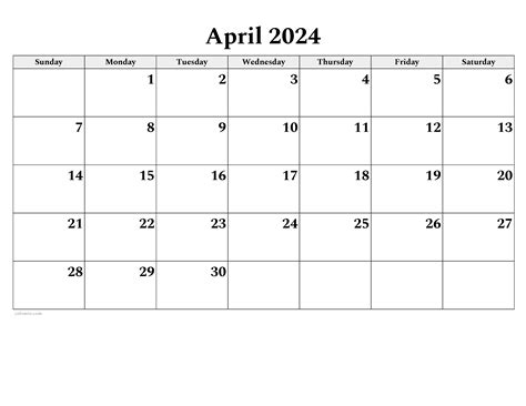 April 2024 Calendar Templates and Printables