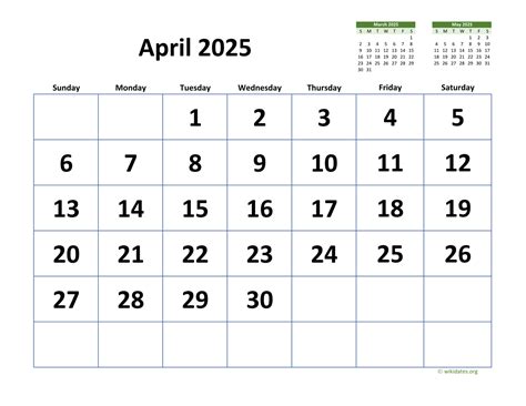 April 2025 Calendar Image 1