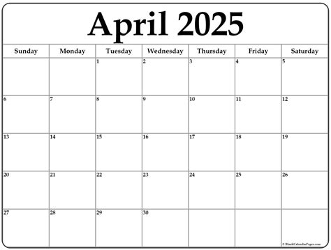 April 2025 Calendar Printable Free